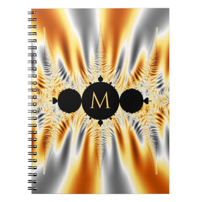 Mit Monogramm Gold Silver Metallic Fraktal Notizblock (Vorderseite)