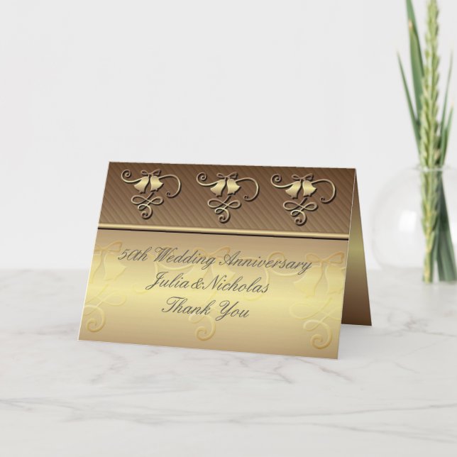 Mit Monogramm Gold zum 50. Jubiläum Karte (Vorderseite)