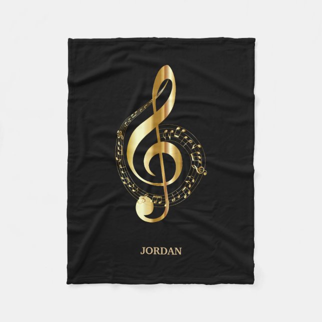 Mit Monogramm Golden Clef Fleecedecke (Vorderseite)