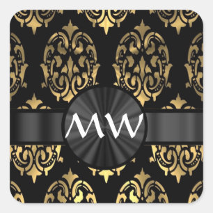 Mit Monogramm Goldstaube Quadratischer Aufkleber