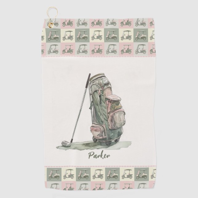 Mit Monogramm Golf-Bag für die moderne Lady Golfhandtuch (Vorderseite)