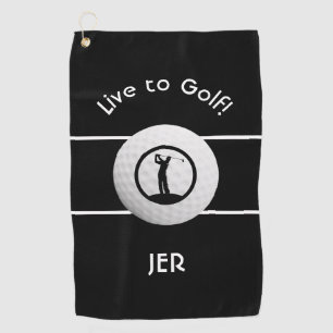 Mit Monogramm Golf Player Sportangebot Schwarz & W Golfhandtuch