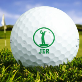Mit Monogramm Golfer Silhouette Sportgrün Golfball