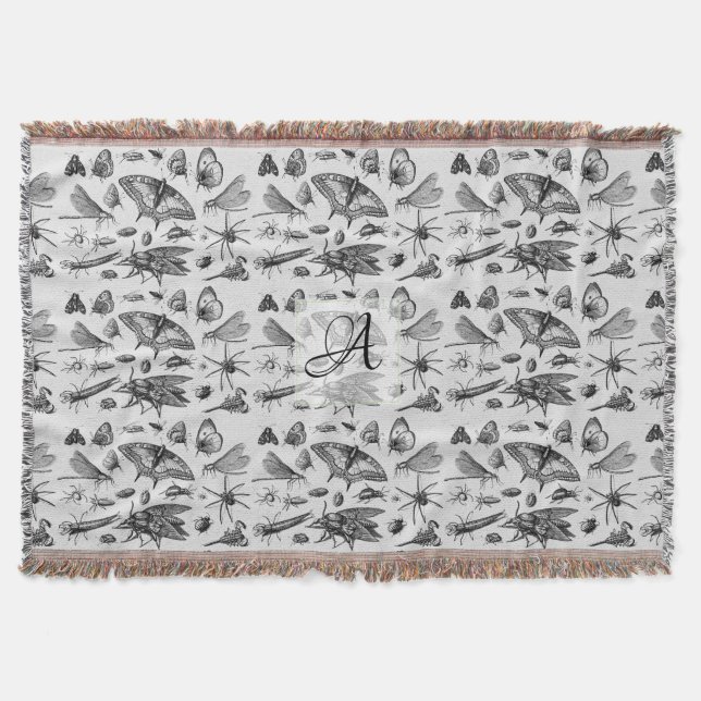 Mit Monogramm GOTHIC BUGS Vintag Insekten schwarz Decke (Vorderseite)