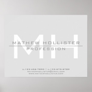 Mit Monogramm, graues Geschäft für Männer Poster