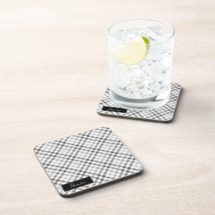 Mit Monogramm Gray Tartan Getränkeuntersetzer