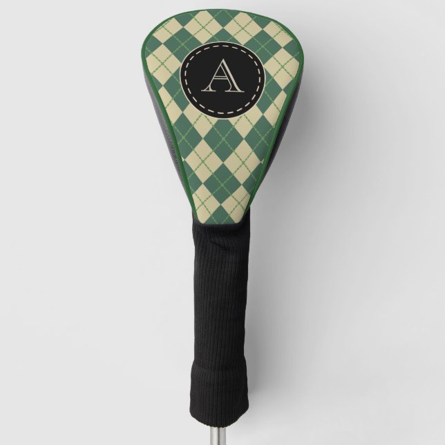 Mit Monogramm Green Raute Golf Club Cover Headcover (Vorderseite)