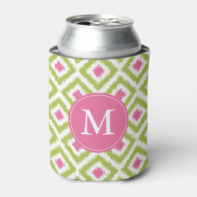 Mit Monogramm Green und Pink Diamonds Muster Dosenkühler (Kanne Vorderseite)