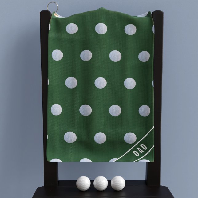 Mit Monogramm Green und White Polka Dot Muster Golfhandtuch (Von Creator hochgeladen)