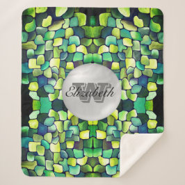 Mit Monogramm Greenery Geometric Vivid Pattern Sherpadecke