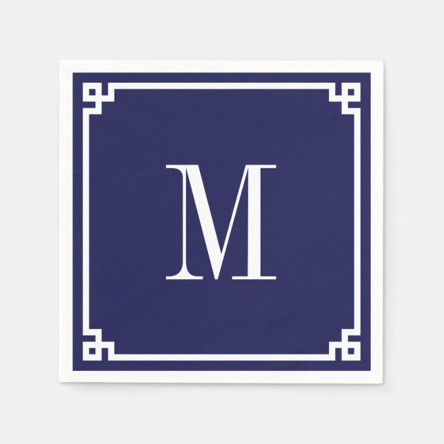 Mit Monogramm griechische Schlüsselgrenze Serviette (Vorderseite)