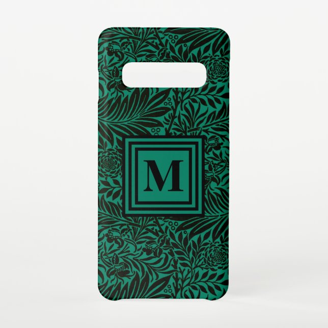 Mit Monogramm grün-botanisches Muster Samsung Galaxy Hülle (Rückseite)