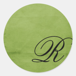 Mit Monogramm-grün Runder Aufkleber