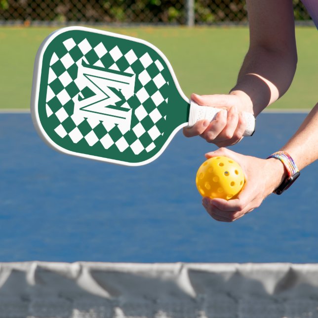 Mit Monogramm Grün/Weiß Gemustert Pickleball Schläger (InSitu)