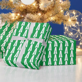 Mit Monogramm-grün-weiß-Muster Geschenkpapier