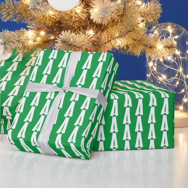 Mit Monogramm-grün-weiß-Muster Geschenkpapier (Feiertage)