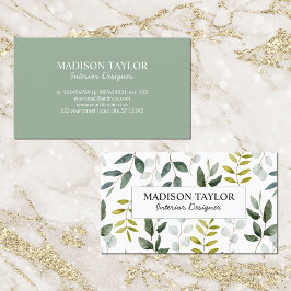 Mit Monogramm grüne Eukalyptus-tropische Blätter Visitenkarte