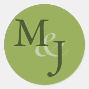 Mit Monogramm grüne Initialen Aufkleber-Umschlag A Runder Aufkleber