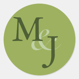 Mit Monogramm grüne Initialen Aufkleber-Umschlag A Runder Aufkleber
