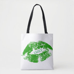 Mit Monogramm Grüne Lippen Tasche