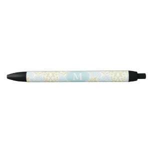 Mit Monogramm grüner und tadelloser Blumendamast Kugelschreiber