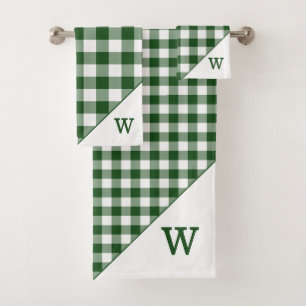 Mit Monogramm grüner weißer Büffel-kariertes Badhandtuch Set
