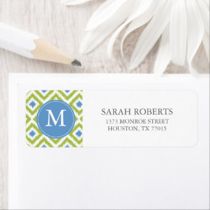 Mit Monogramm Grünes Blaues Ikat-Muster