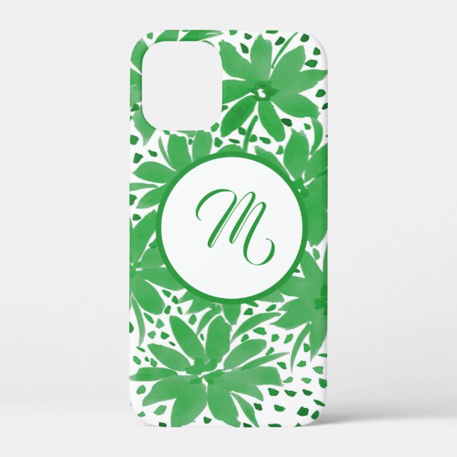 Mit Monogramm Grünflora Case-Mate iPhone Hülle (Rückseite)