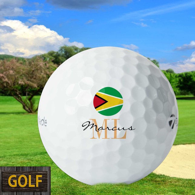Mit Monogramm Guyana-Flagge & Guyana-Golfbälle Golfball (Von Creator hochgeladen)