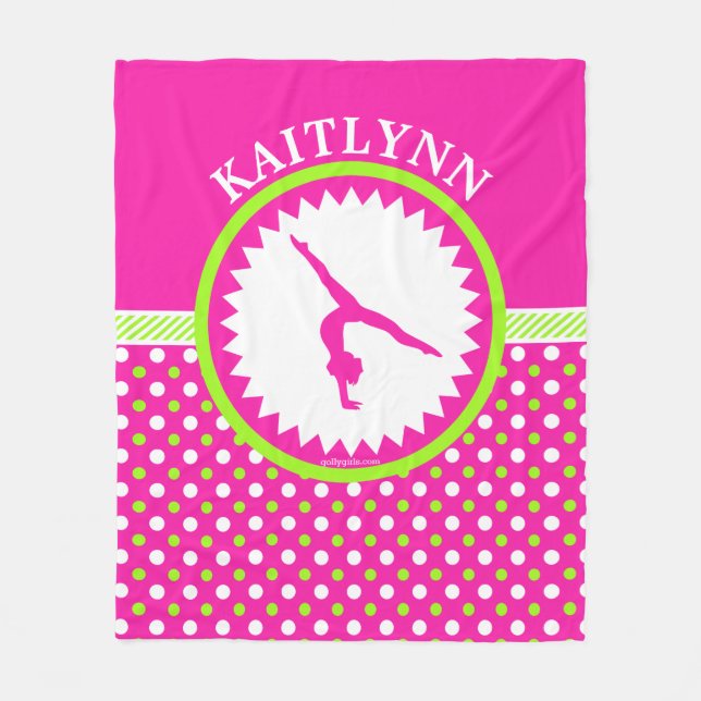 Mit Monogramm Gymnastik rosa und grüne Fleecedecke (Vorderseite)