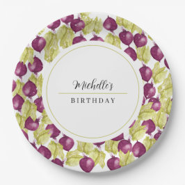 Mit Monogramm handbemalte Beet Watercolor Art Pappteller