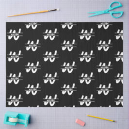 Mit Monogramm handgeschriebener Schwarz-Weiß-Name Seidenpapier