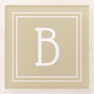 Mit Monogramm-hellbraun-neutrale und weiße Initial Glasuntersetzer