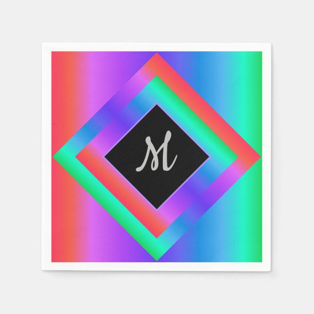 Mit Monogramm Helle Pastell Rainbow Serviette (Vorderseite)