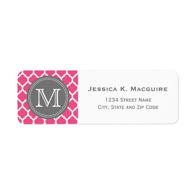 Mit Monogramm, helles Rosa und graues Gitter (Vorne)