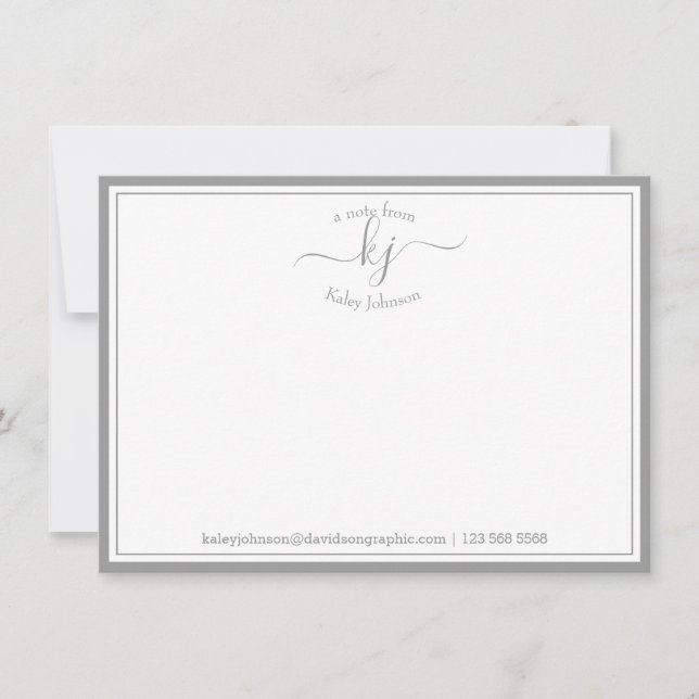 Mit Monogramm hellgrau vom Schreibtisch der Karte (Vorderseite)