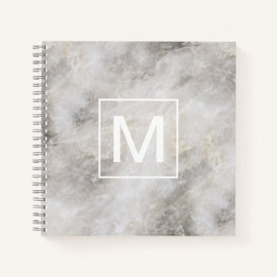 Mit Monogramm hellgraue Marmortextur Notizbuch