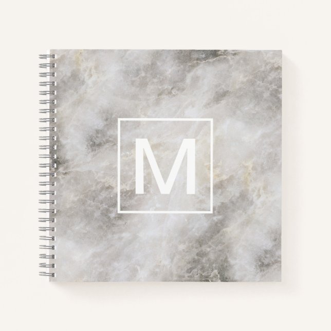 Mit Monogramm hellgraue Marmortextur Notizbuch (Vorderseite)