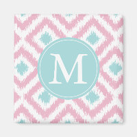 Mit Monogramm hellrosa Minze Diamonds Ikat Muster
