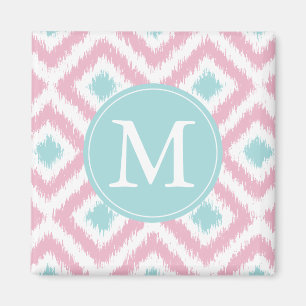 Mit Monogramm hellrosa tadelloses Diamanten Ikat Magnet