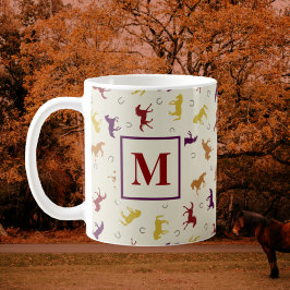Mit Monogramm Herbst-Herbstlaub Pferdemuster Kaffeetasse