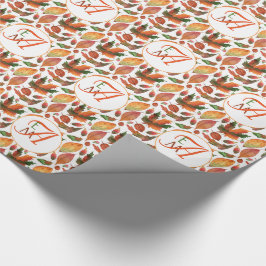 Mit Monogramm Herbstbelästigung Orange Green Decke Geschenkpapier
