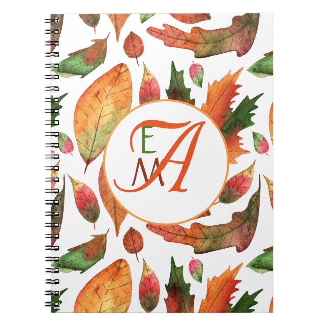 Mit Monogramm Herbstbelästigung Orange Green Decke Notizblock (Vorderseite)