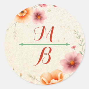 Mit Monogramm Herbsthochzeit Runder Aufkleber