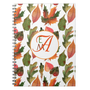 Mit Monogramm Herbstlaub Herbstdekor Orange Green Notizblock