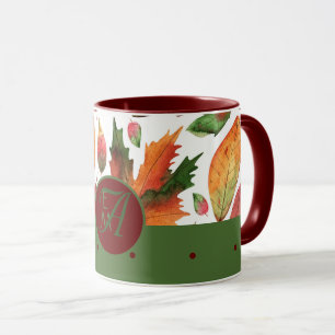 Mit Monogramm Herbstlaub Rote Dekoration im Herbst Tasse