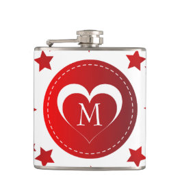 Mit Monogramm Herz und Sterne Flachmann