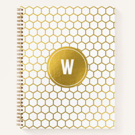 Mit Monogramm Hexagon-Muster Notizbuch