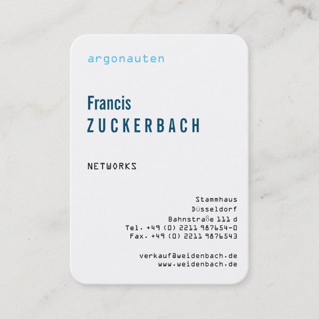 Mit Monogramm Hochformat Visitenkarte (Vorderseite)