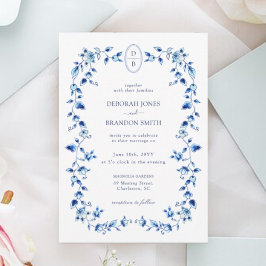 Mit Monogramm Hochzeit Blue & White Delft Einladung